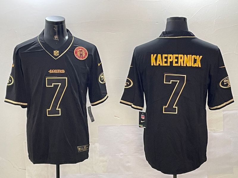 Men San Francisco 49ers #7 Kaepernick Black Gold Throwback 2024 Nike Limited NFL Jersey style 5->san francisco 49ers->NFL Jersey